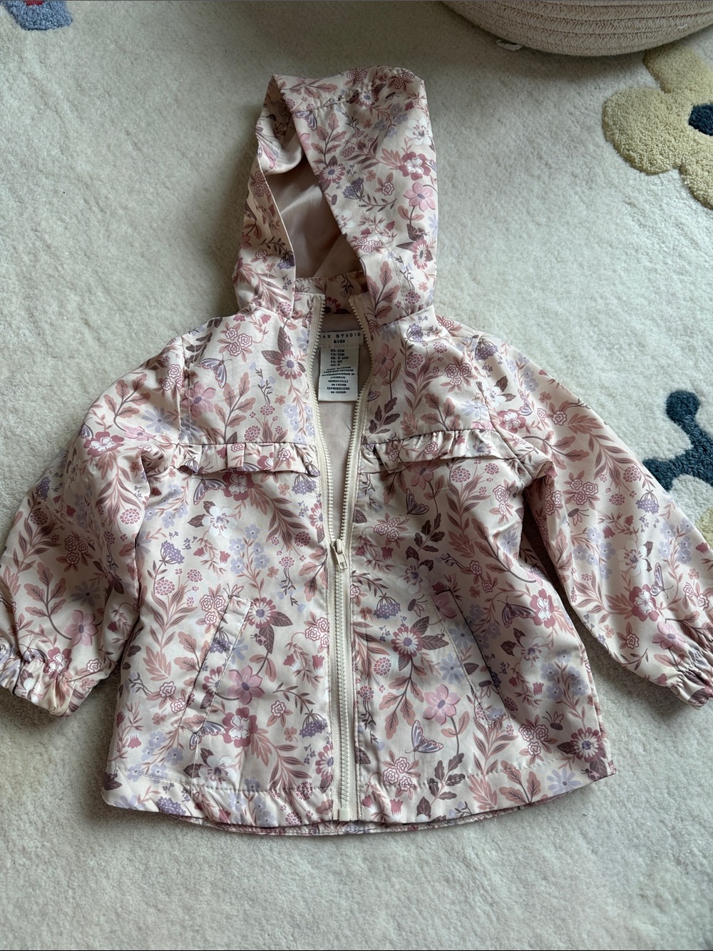 Max Studio Pink Floral Hooded Raincoat
